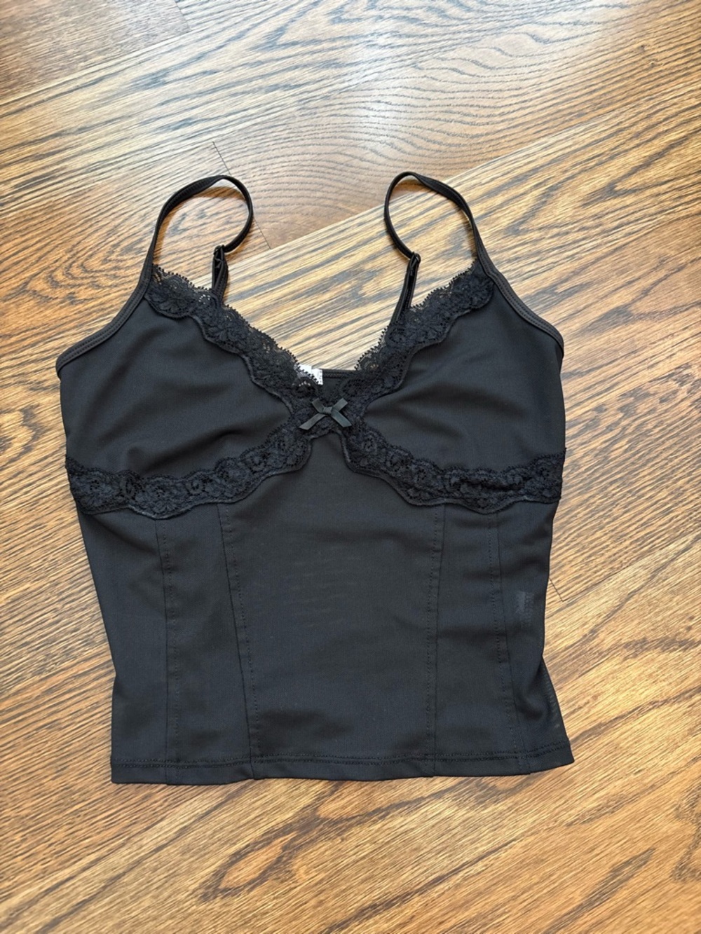 garage lace trim mesh corset tank top